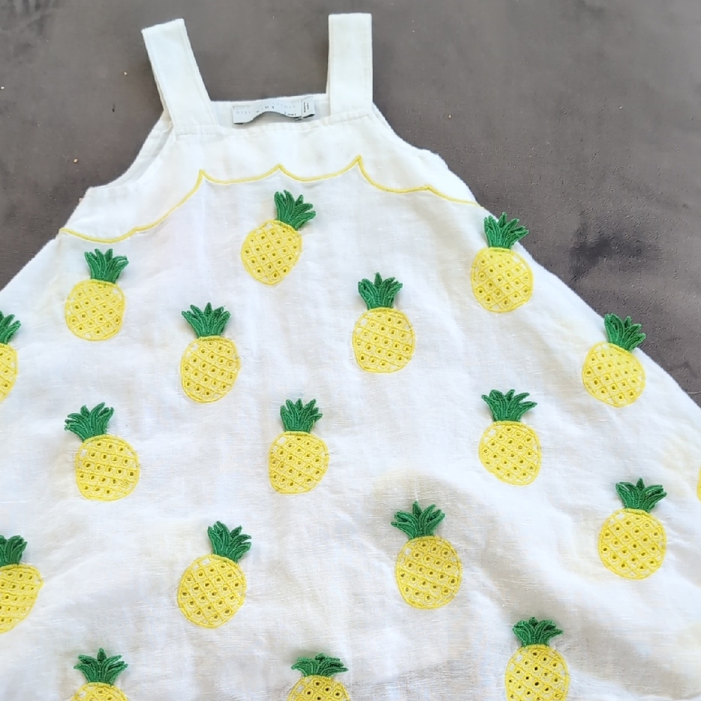 Stella McCartney White Dress with Pineapple Embroidery